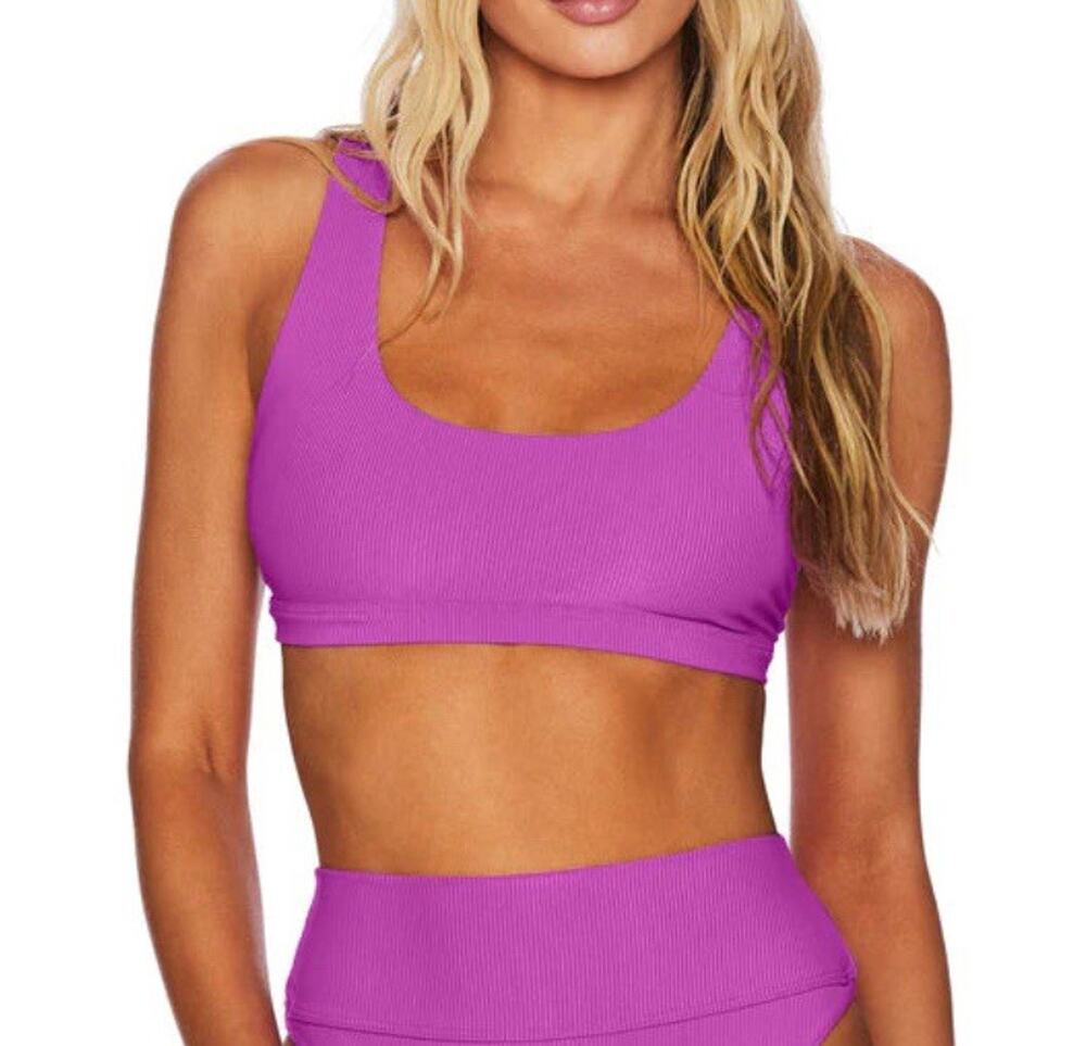 Beach Riot Leah Crop Tank top Purple USA made Medium A001318
